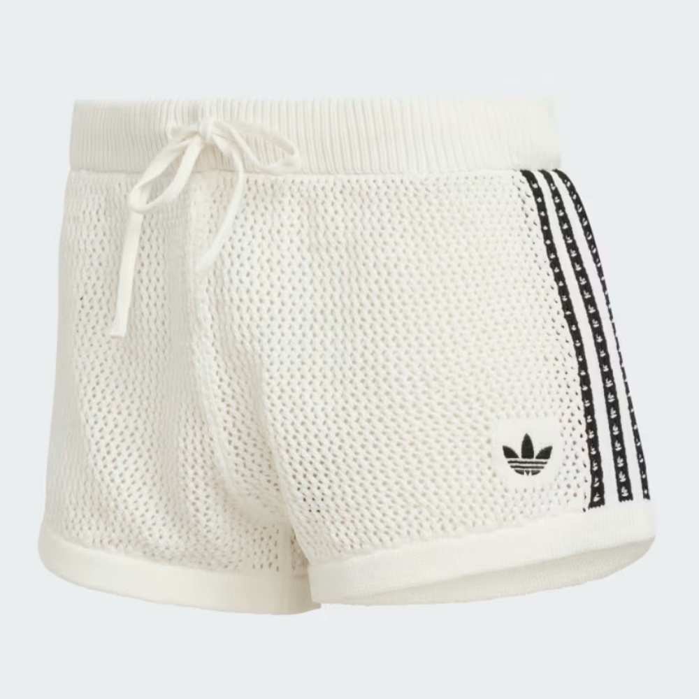 Adidas Originals Crochet Shorts in Off White, XS
